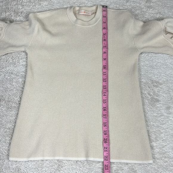 Tory Burch Ruffle Bell Sleeves Sweater Cream Ivory Designer - Picture 9 of 10